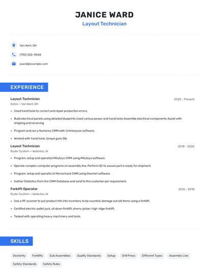 Layout Technician Resume