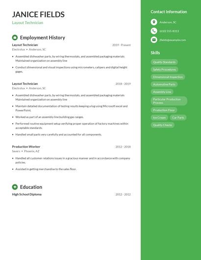 Layout Technician Resume