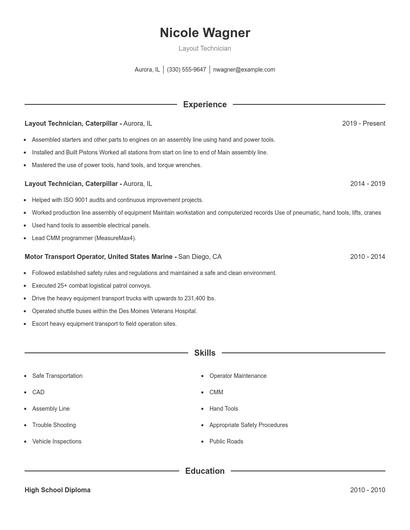 Layout Technician Resume