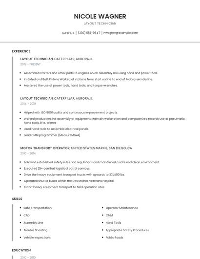 Layout Technician Resume