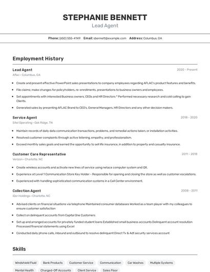 Resume example 2