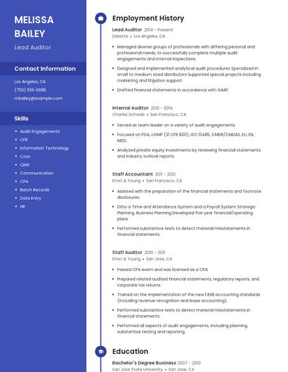 Lead Auditor Resume