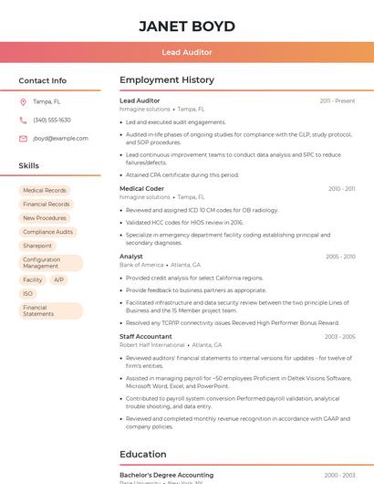 Lead Auditor Resume