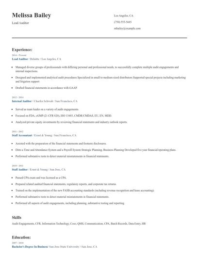 Lead Auditor Resume