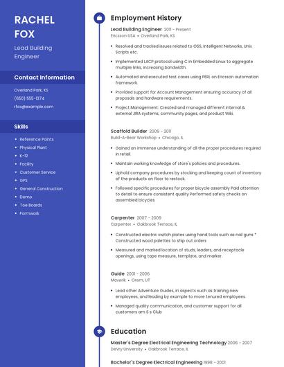 Lead Building Engineer Resume