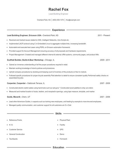 Lead Building Engineer Resume