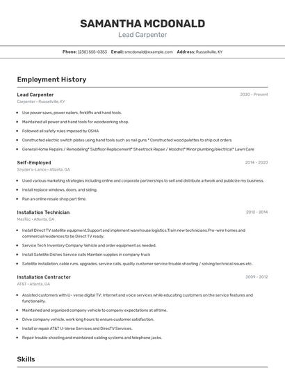 Resume example 2