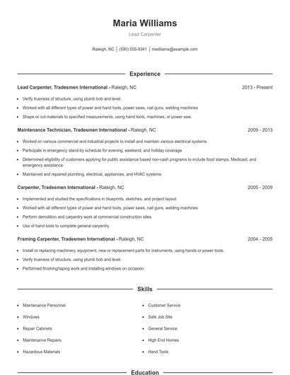 Resume example 1