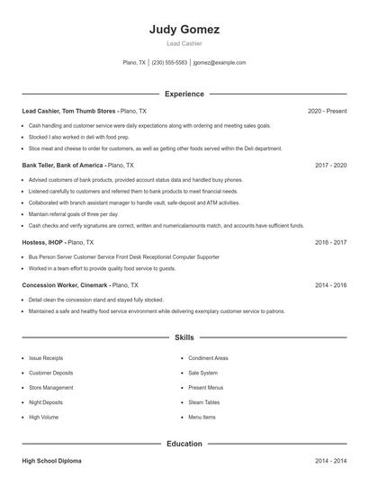 Resume example 1