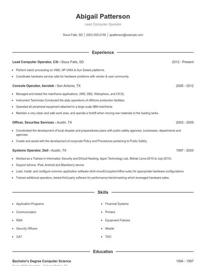 Resume example 1
