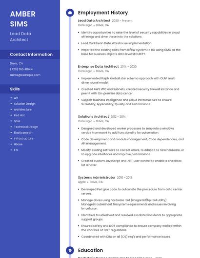 Lead Data Architect Resume
