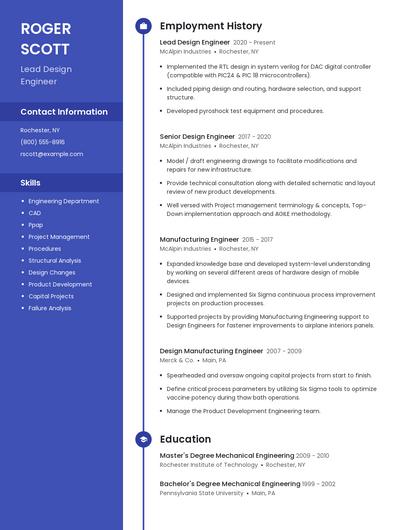 Lead Design Engineer Resume