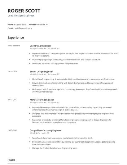 Lead Design Engineer Resume