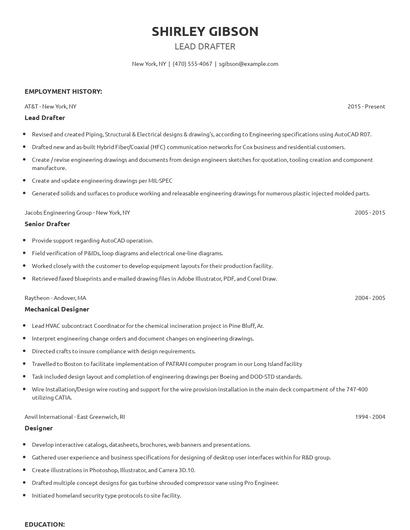 Lead Drafter Resume