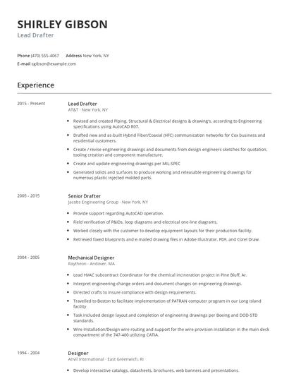 Lead Drafter Resume