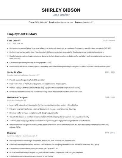 Lead Drafter Resume