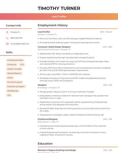 Lead Drafter Resume