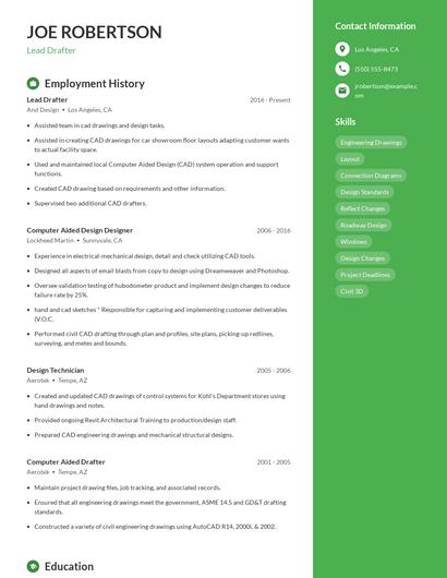 Lead Drafter Resume