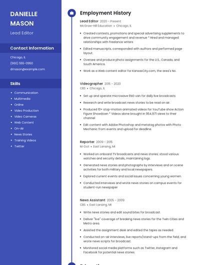 Lead Editor Resume