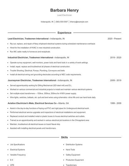 Resume example 1