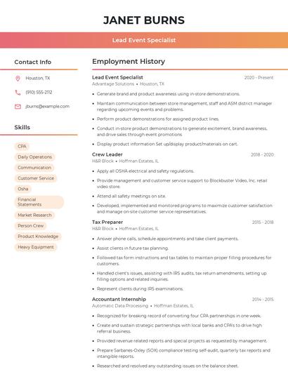 Resume example 3