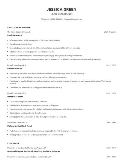 Lead Generator Resume