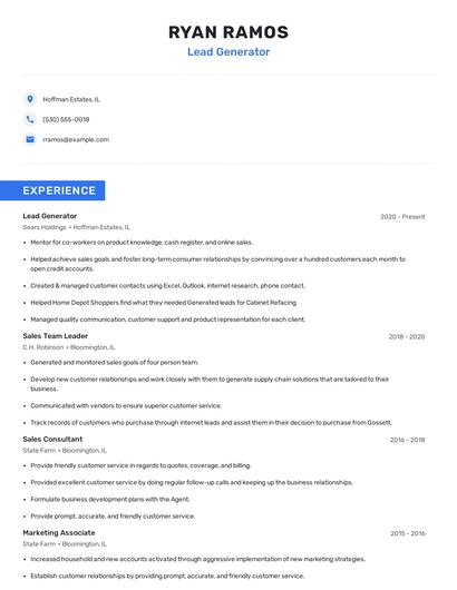 Lead Generator Resume