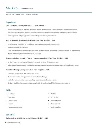 Lead Generator Resume
