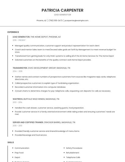Lead Generator Resume