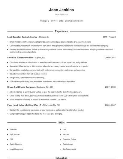 Resume example 1