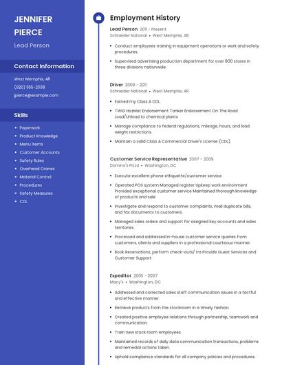 Resume example 5