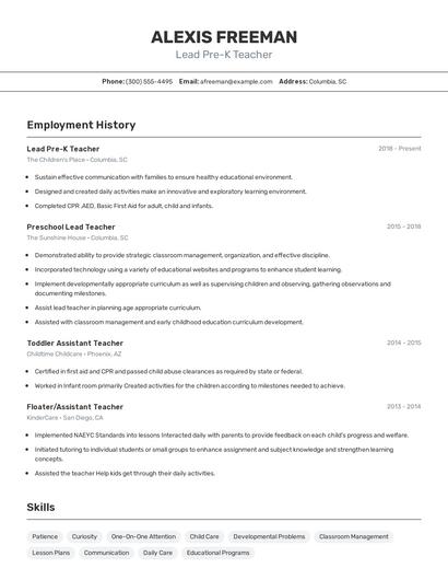 Resume example 2