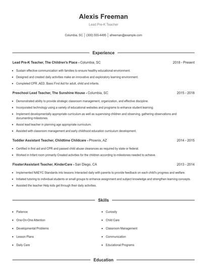Resume example 1