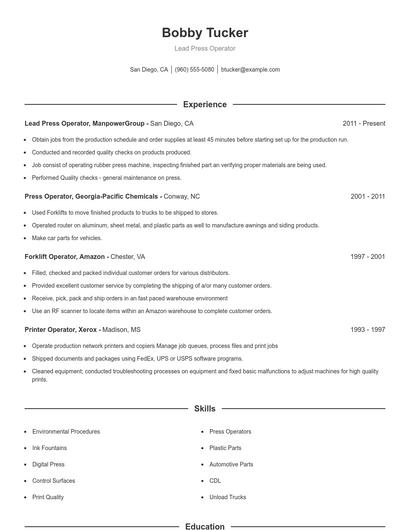 Resume example 1