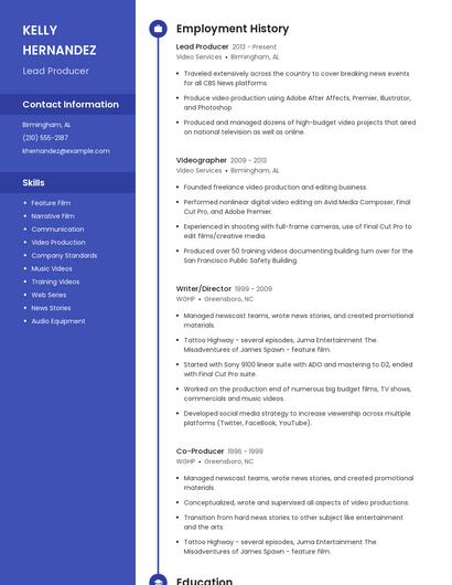 Lead Producer Resume