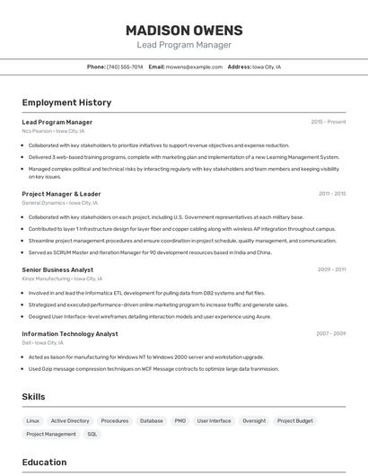 Resume example 2