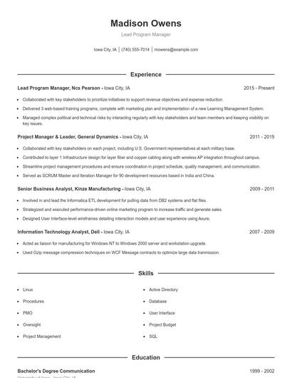 Resume example 1