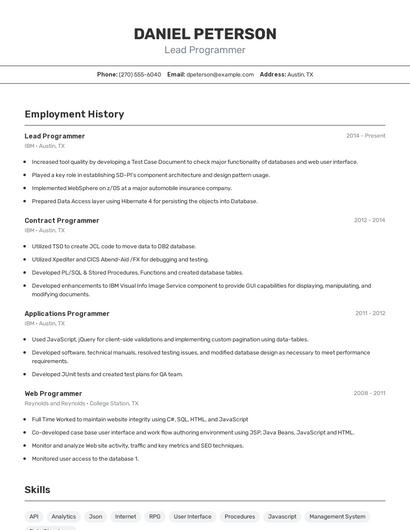 Resume example 2