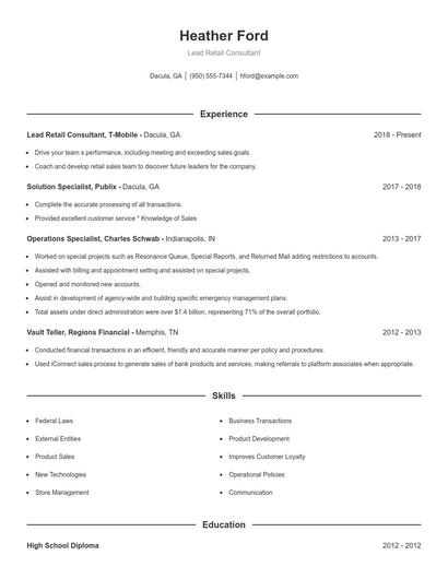 Resume example 1