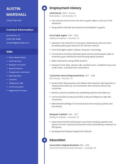 Lead Server Resume