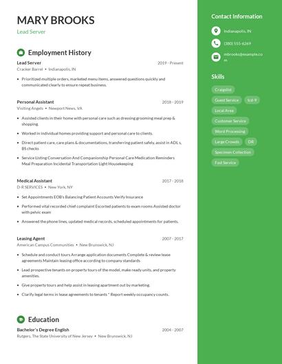 Resume example 4