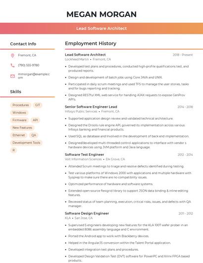 Lead Software Architect Resume