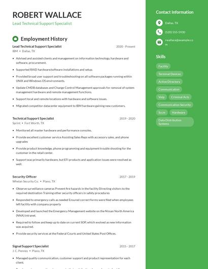 Lead Technical Support Specialist Resume