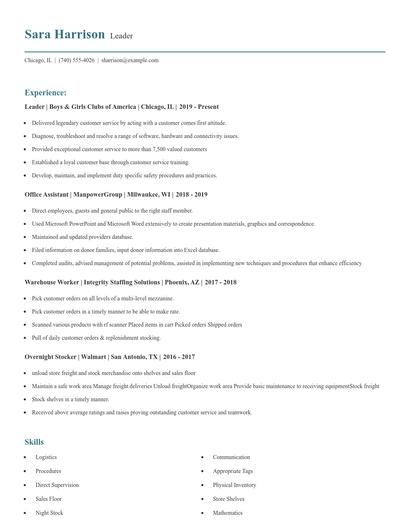 Leader Resume