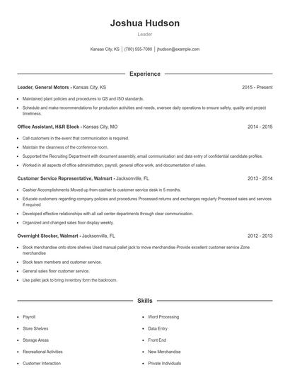 Leader Resume
