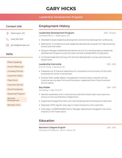 Leadership Development Program Resume