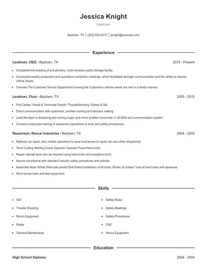 Resume example 1