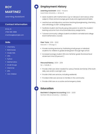 Learning Assistant Resume