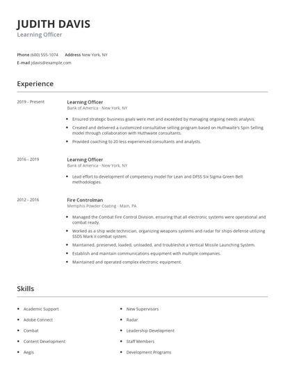 Learning Officer Resume