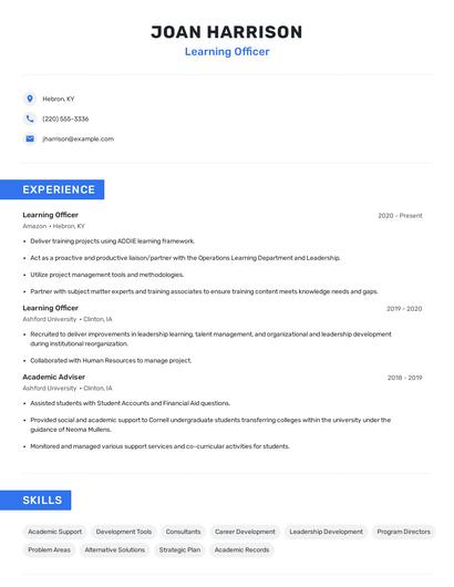 Learning Officer Resume